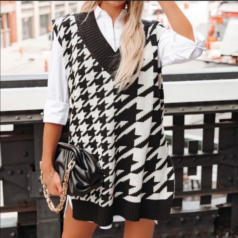 Houndstooth sweater vest